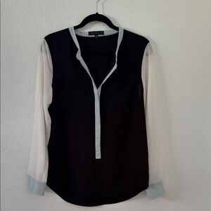 Sanctuary Black and White Blouse with Light Blue Accents